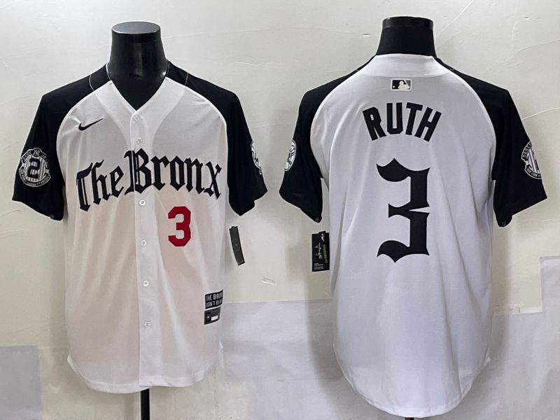 Men 2025 New York Yankees #3 Ruth White black Five generations Joint Name Nike MLB Jersey style 53->new york yankees->MLB Jersey
